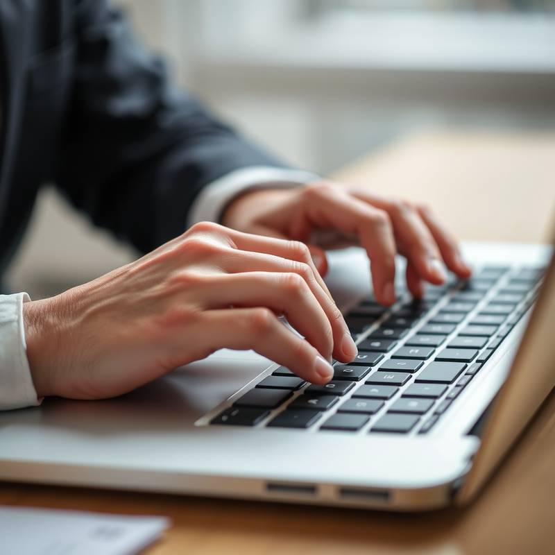 Close-up of a hand coding on a computer, representing technical skills and programming