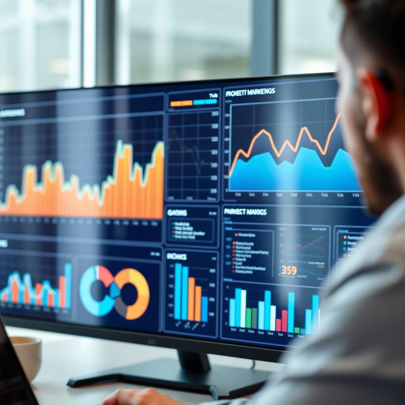 Graphs and charts displayed on a screen, symbolizing digital marketing analytics for the Digital Marketing Masterclass.